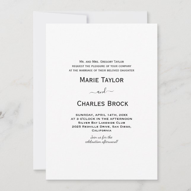 Convite de Casamento dos Pais em Letra Elegante (Frente)
