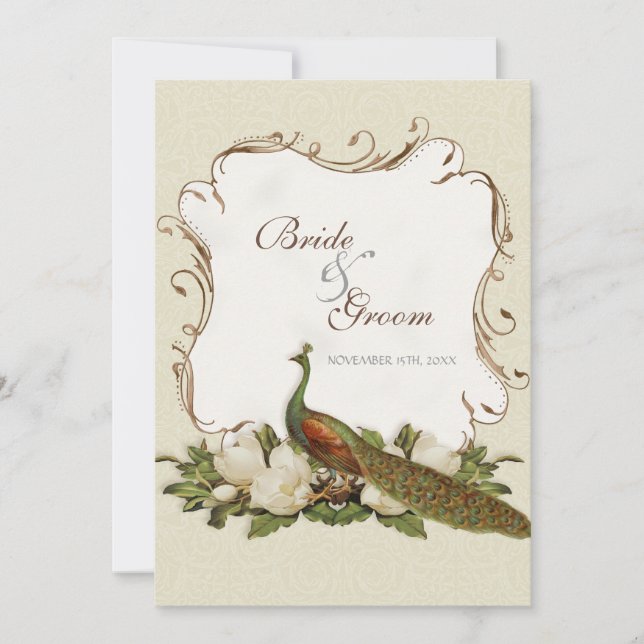 Convite de casamento dos redemoinhos do pavão & da (Frente)