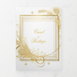 Convite de casamento dourado