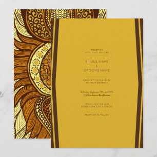 Convite de casamento Dourado Amarelo Ancara Africa
