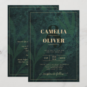 Convite de casamento Dourado da Floresta LeahG Eme