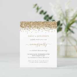 Convite de casamento Dourado da Noite de Glitter Q