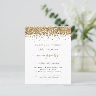Convite de casamento Dourado da Noite de Glitter Q