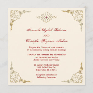 Convite de casamento Dourado de Destaque de Ouro E