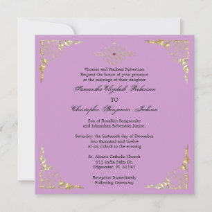 Convite de casamento Dourado de Destaque de Ouro E