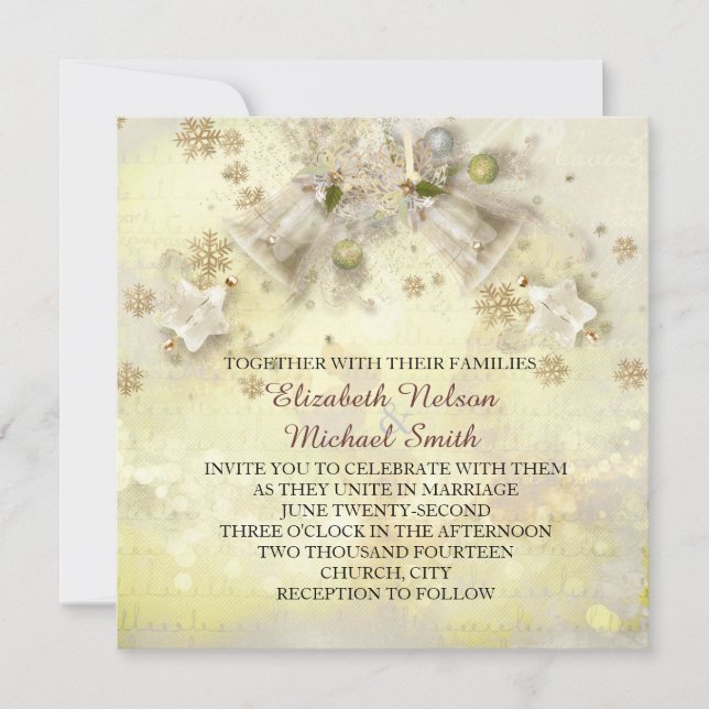 Convite de casamento Dourado de Natal (Frente)