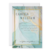 Convite de casamento Dourado de TINTA de Vidro Lea