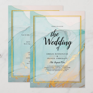 Convite de casamento Dourado de TINTA de Vidro Lea