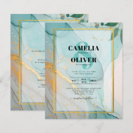 Convite de casamento Dourado de TINTA de Vidro Lea