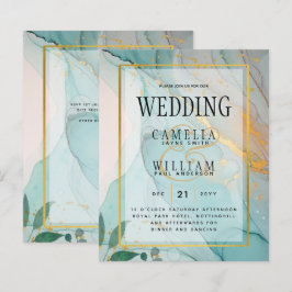 Convite de casamento Dourado de TINTA de Vidro Lea