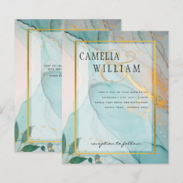 Convite de casamento Dourado de TINTA de Vidro Lea