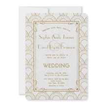 Convite de casamento Dourado Deco de Arte Branca