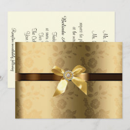 Convite de Casamento Dourado e Marrom Chocolate