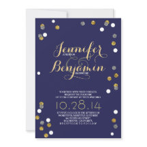 Convite de casamento Dourado e Silver Confetti Mod