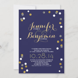 Convite de casamento Dourado e Silver Confetti Mod
