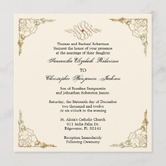 Convite de casamento dourado elegante do ouro do