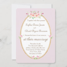 Convite De Casamento Dourado Floral Com Primavera 