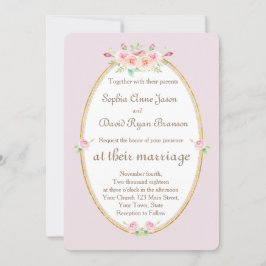 Convite De Casamento Dourado Floral Com Primavera