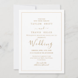 Convite de Casamento Dourado Minimalista