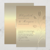 Convite de Casamento Dourado Moderno e Elegante
