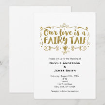 Convite de Casamento Dourado NOSSO AMOR É UMA HIST