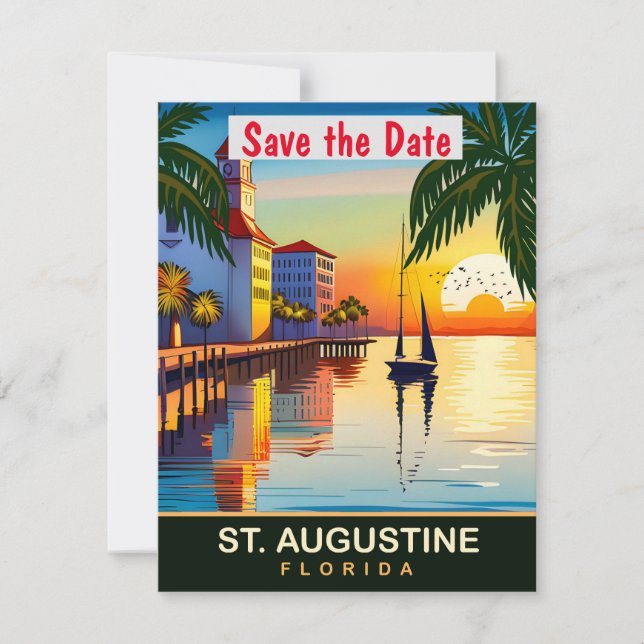 Convite de casamento dourado para o Pier de St Aug (Frente)