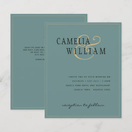 CONVITE DE CASAMENTO Dourado Verde Sage Clássico B