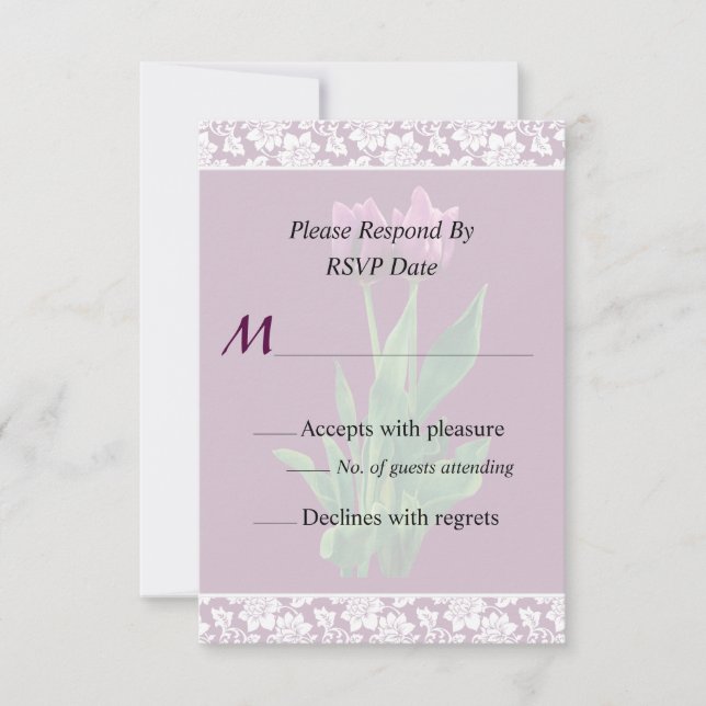 Convite de Casamento Duas Tulipas Roxas (Frente)