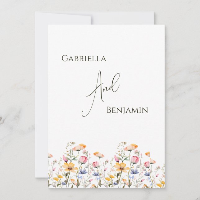 Convite de Casamento Duplo com Aquarela de Prado d (Frente)