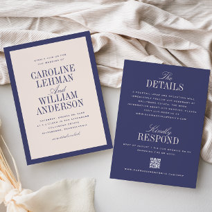 Convite de Casamento Duplo Lado Clássico Roxo