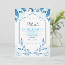 Convite de Casamento Dusty Blue Winter Wonderland