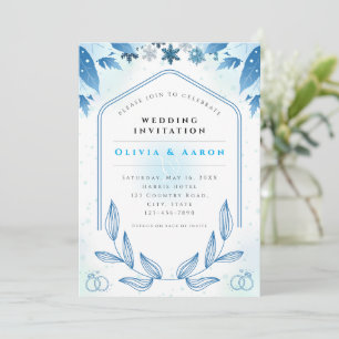 Convite de Casamento Dusty Blue Winter Wonderland