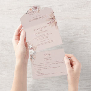 Convite de Casamento Dusty Rose Pampas Grass All i