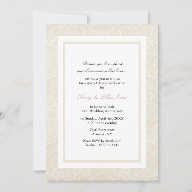 Convite de casamento e aniversário de casamento em (Frente)