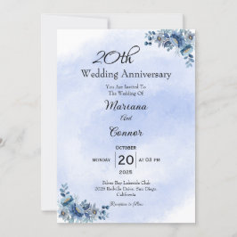 Convite de Casamento e Aniversário Floral Azul Clá