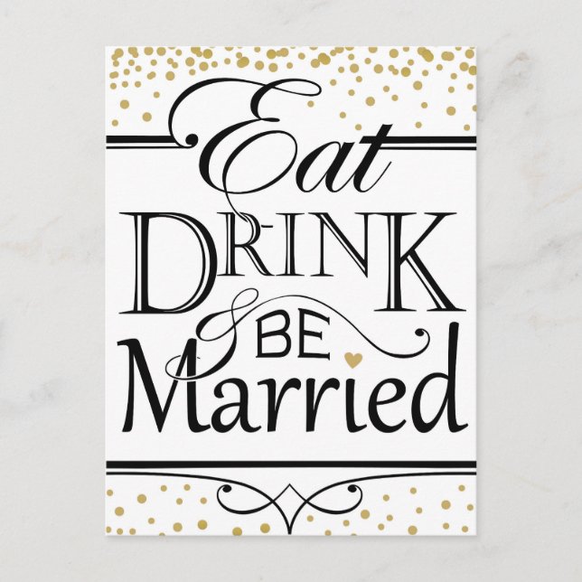 Convite de casamento Eat Drink and be Married (Frente)