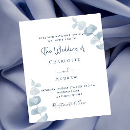 Convite de casamento econômico com eucalipto azul 