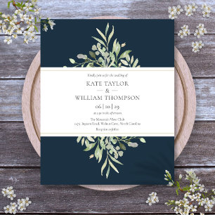 Convite de casamento econômico Deep Sea Blue Green