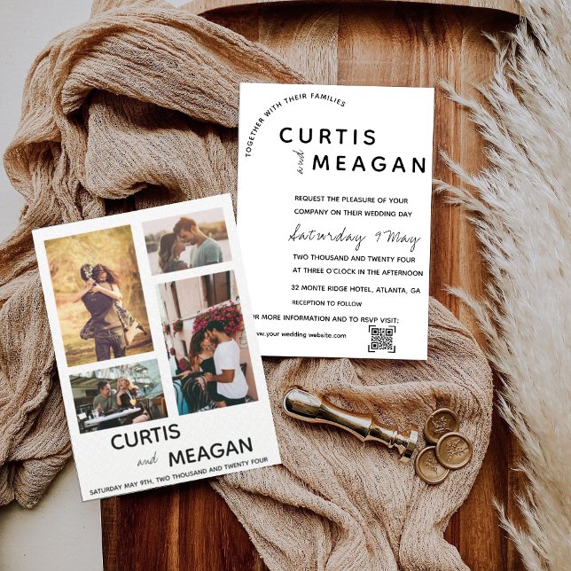 Convite De Casamento Editável Com Colagem De Fotog (Criador carregado)