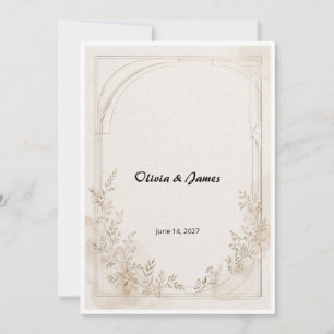 Convite de Casamento Editorial Champagne Luxo