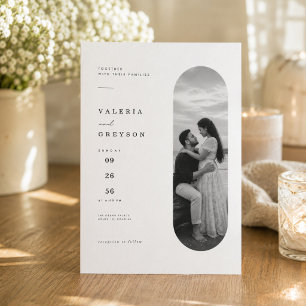 Convite de Casamento Editorial Elegante Arco Oval