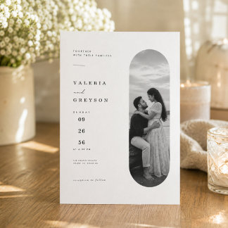 Convite de Casamento Editorial Elegante Arco Oval