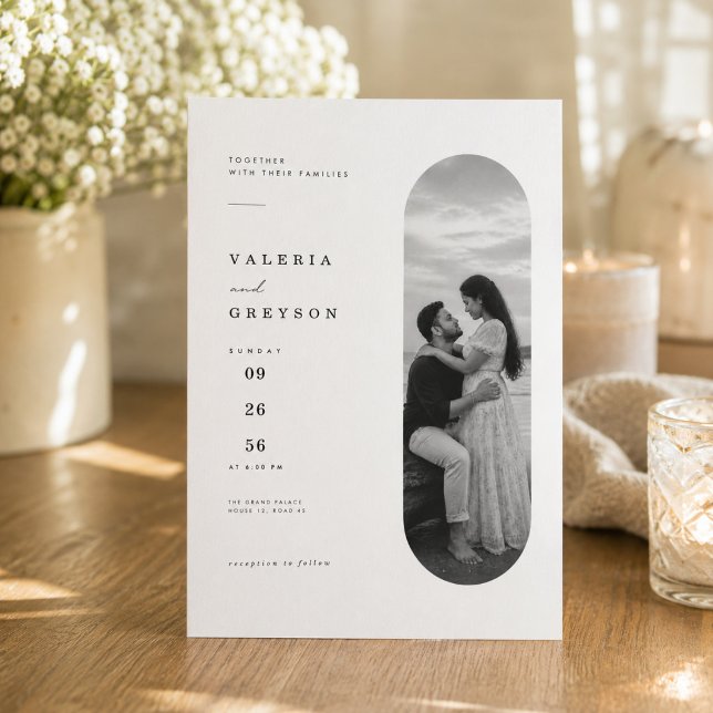 Convite de Casamento Editorial Elegante Arco Oval  (Criador carregado)