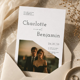 Convite de Casamento Editorial Minimalista com Uma