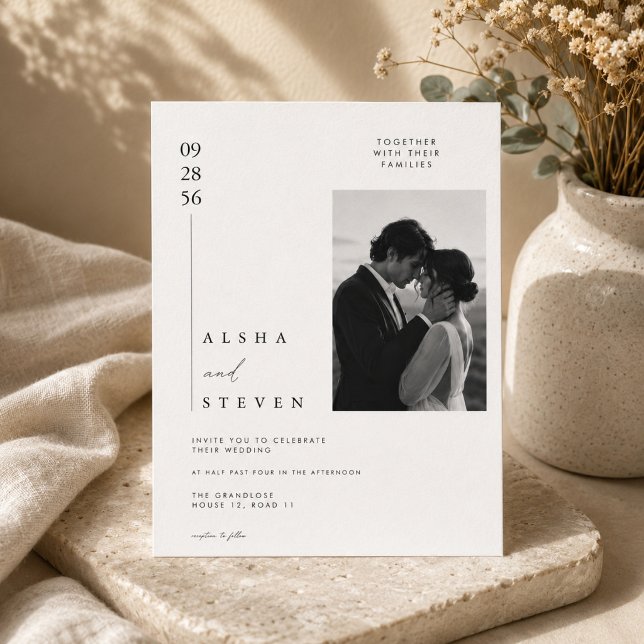 Convite de casamento editorial minimalista de luxo (Criador carregado)
