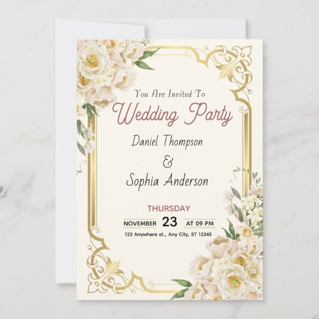 Convite de Casamento Elegância Atemporal (Frente)