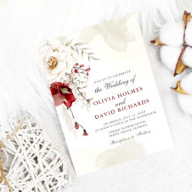 Convite de Casamento Elegância de Inverno Borgonha