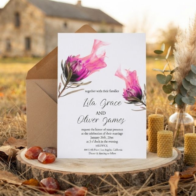 Convite de Casamento Elegância Flora em Chamas (Criador carregado)