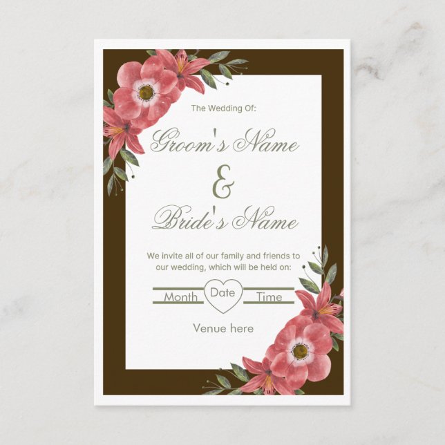 Convite de Casamento Elegância Floral (Frente)