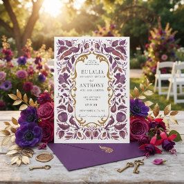 Convite de Casamento Elegância Real Dourada